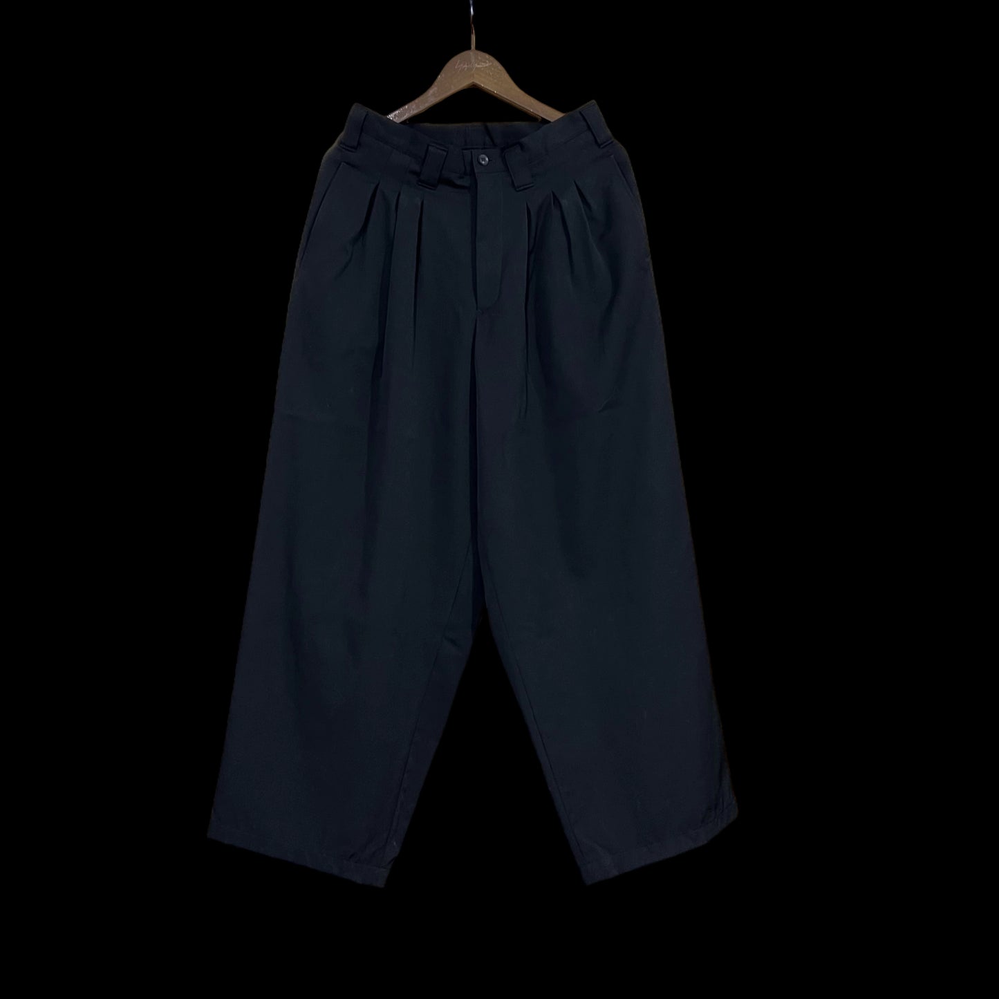 Yohji Yamamoto Twelve Pleat Wool Tapered Draped Wide Straight Trousers