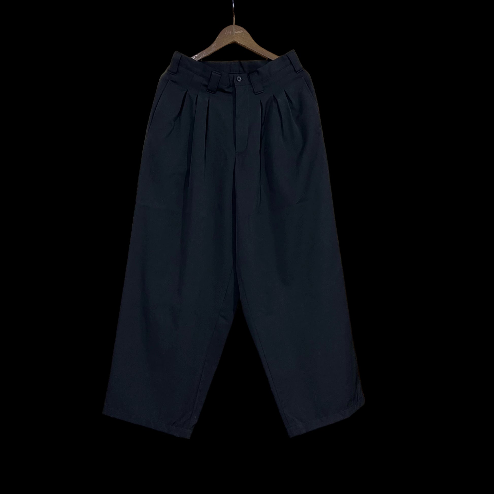Yohji Yamamoto Twelve Pleat Wool Tapered Draped Wide Straight Trousers