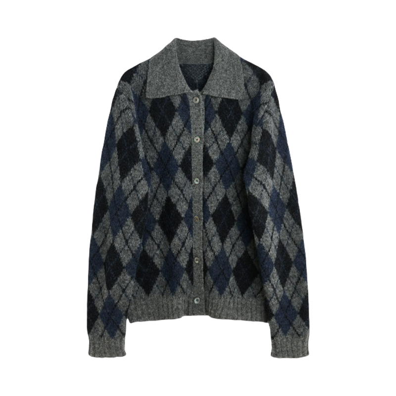 donclic Blue-Grey Mohair Wool Vest -Diamond Our Legacy Knit Relaxed Fit Cardigan - Gray blue cardigan