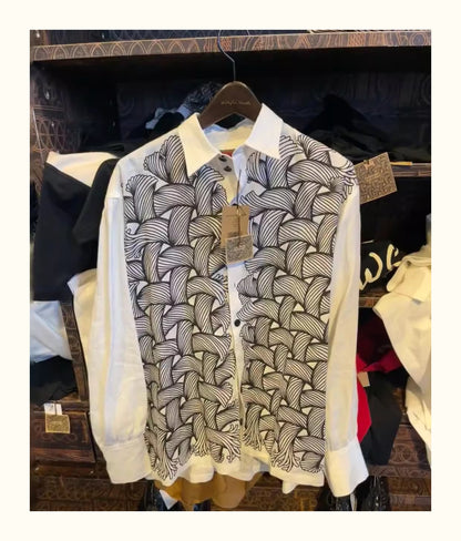 Nemeth 22SS All-Over Knot Print Shirt – Cotton Loose Fit Long Sleeve