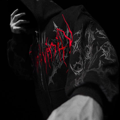 Breathedivinity Dark Gothic Zip-Up Hoodie - 420g French Terry