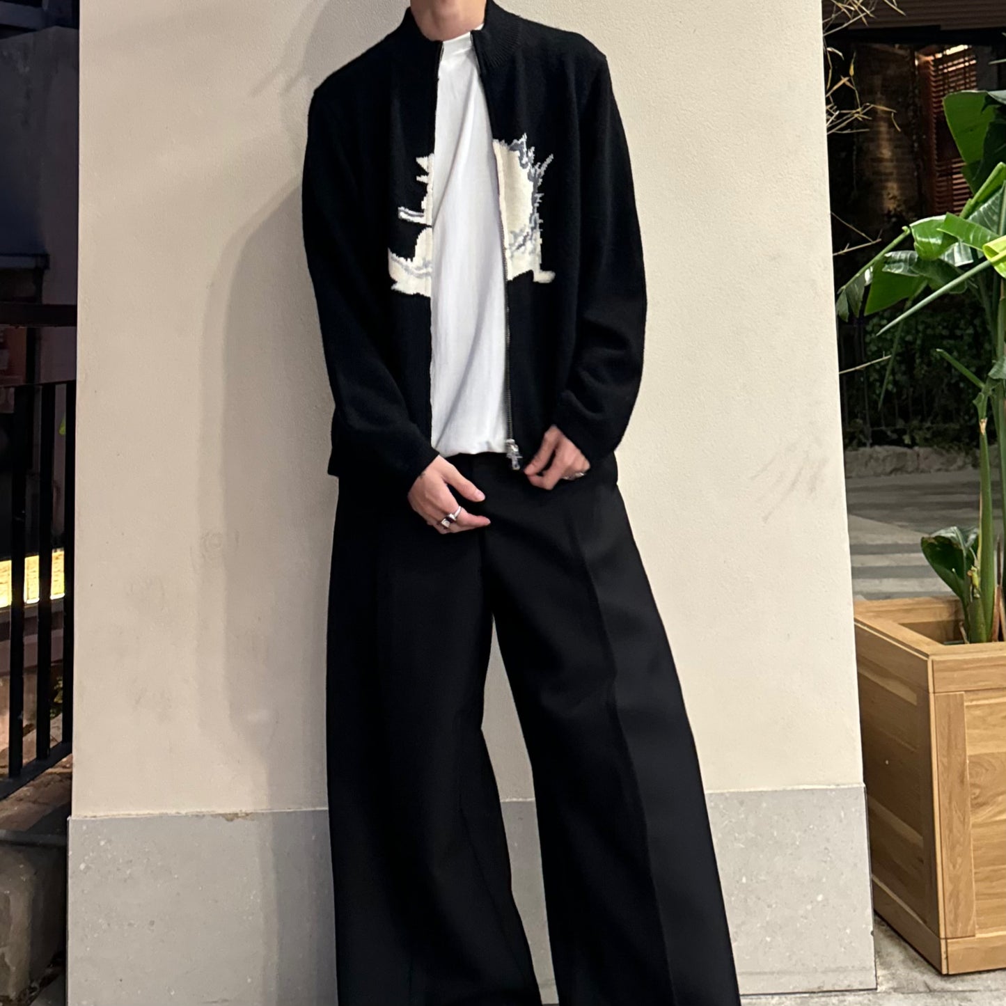 Yohji Yamamoto Y’s Men Godzilla Wool Knit Double-Zip Cardigan Jacket
