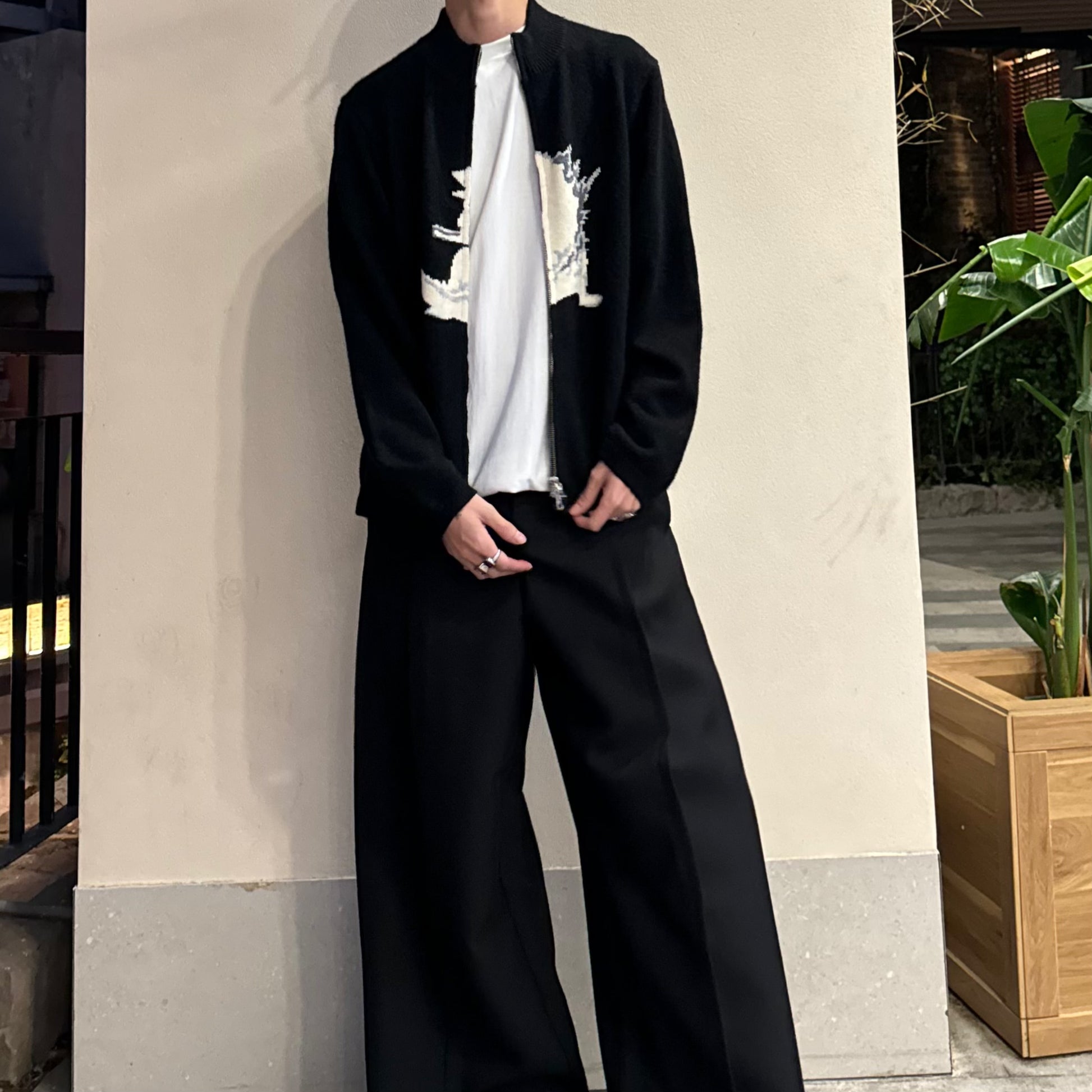 Yohji Yamamoto Y’s Men Godzilla Wool Knit Double-Zip Cardigan Jacket