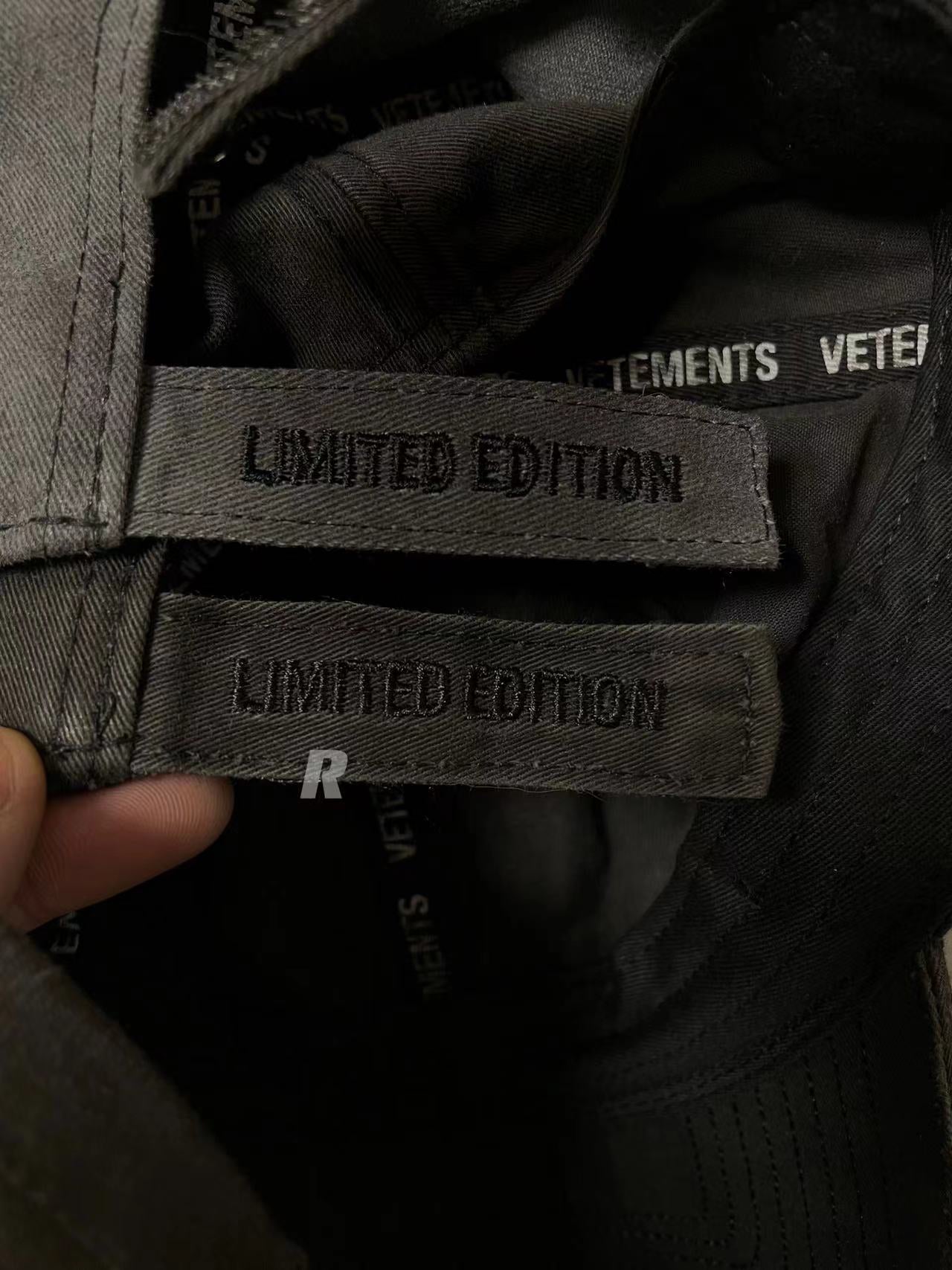 Vetements 22FW Washed Gray Embroidered Baseball Cap ’I Got Lucky’ Long Brim Hat