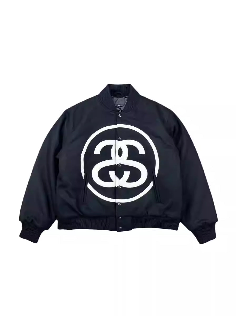 i795 Double-S Stussy Wool Varsity Jacket – Heavyweight Loose Baseball