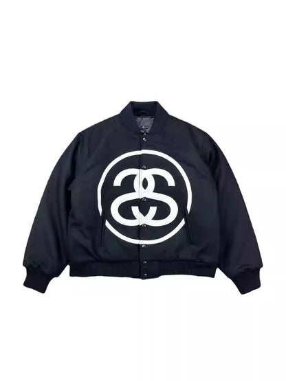 i795 Double-S Stussy Wool Varsity Jacket – Heavyweight Loose Baseball