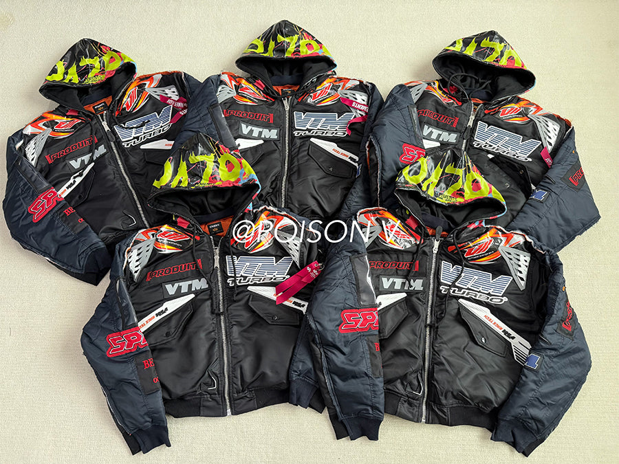 VTM Bomber Jacket Vetement Embroidered Patchwork Detail Racing Hoodie - Size avaliable S M L