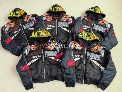 VTM Bomber Jacket Vetement Embroidered Patchwork Detail Racing Hoodie - Size avaliable S M L