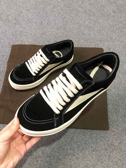 RO 22SS Vintage Leather Low-Top Sneaker Rick Owens - Black/Milk - 