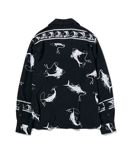 Neighborhood 20SS Hawaiian Swordfish Shirt Long Sleeve Open-Front Loose