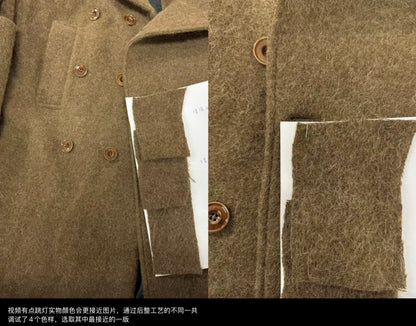 Lemaire Alpaca Wool Blend Trench Coat - Brown Stand Collar Robe