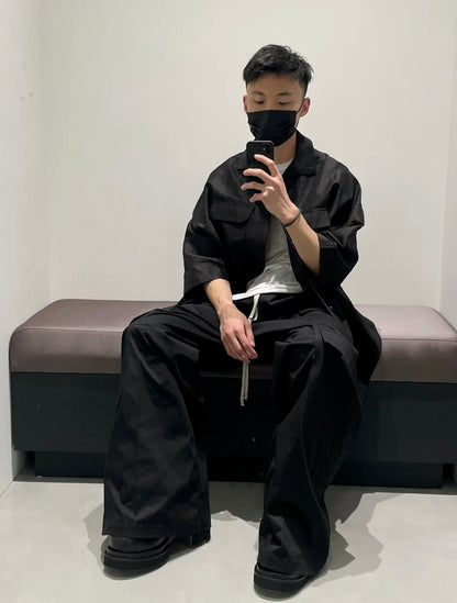 Jarvis Trousers Rick Owens acbt Woodcut Wide-leg Work Pants Flared Trousers - Size S 46 M 48 L 50