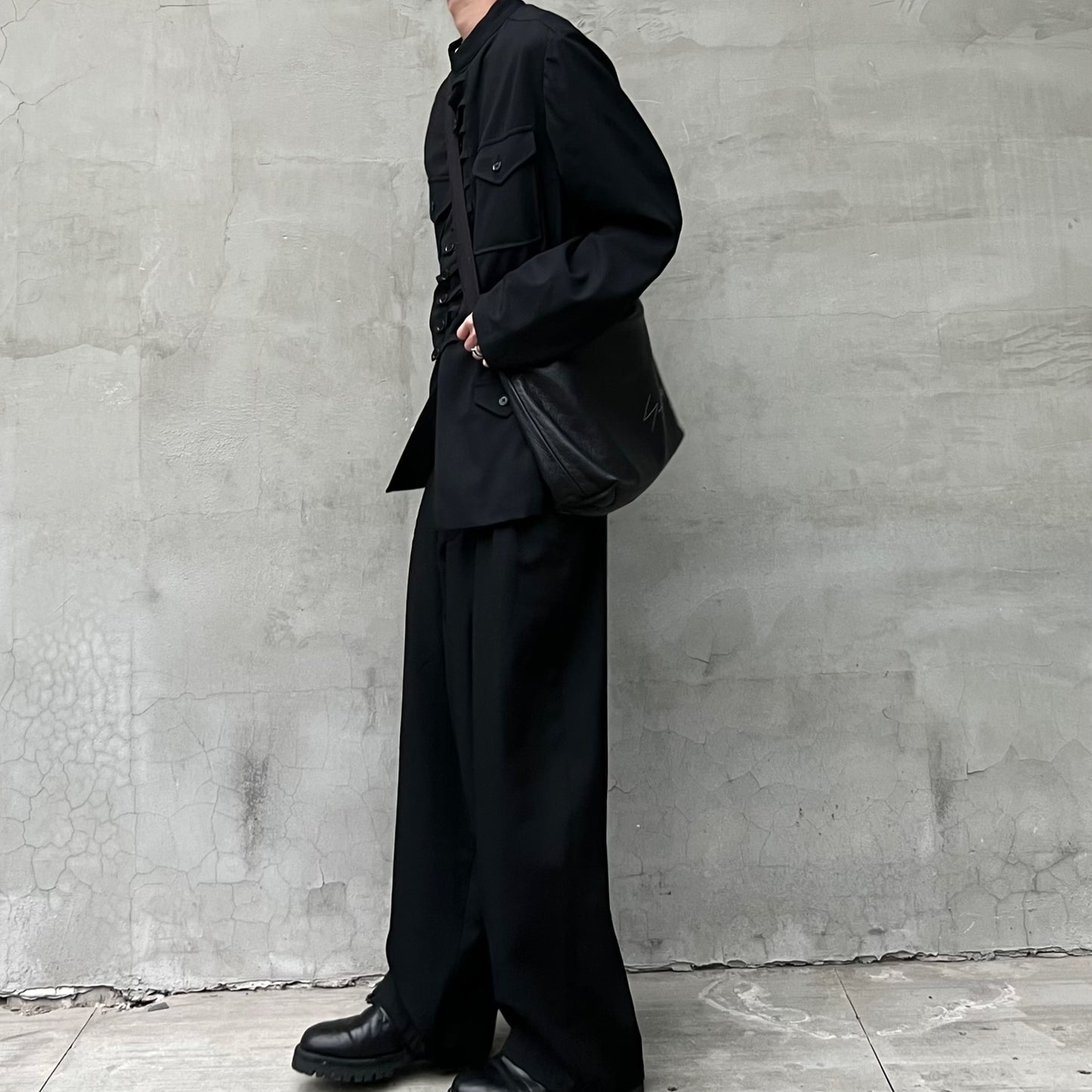 Yohji Yamamoto Twelve Pleat Wool Tapered Draped Wide Straight Trousers