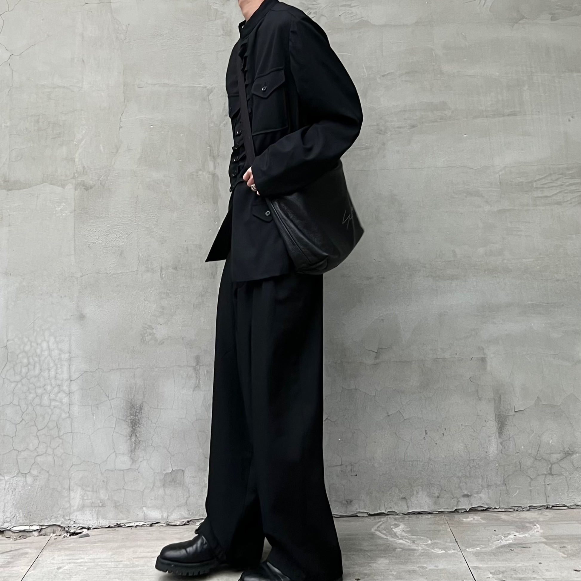 Yohji Yamamoto Twelve Pleat Wool Tapered Draped Wide Straight Trousers