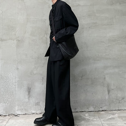 Yohji Yamamoto Twelve Pleat Wool Tapered Draped Wide Straight Trousers