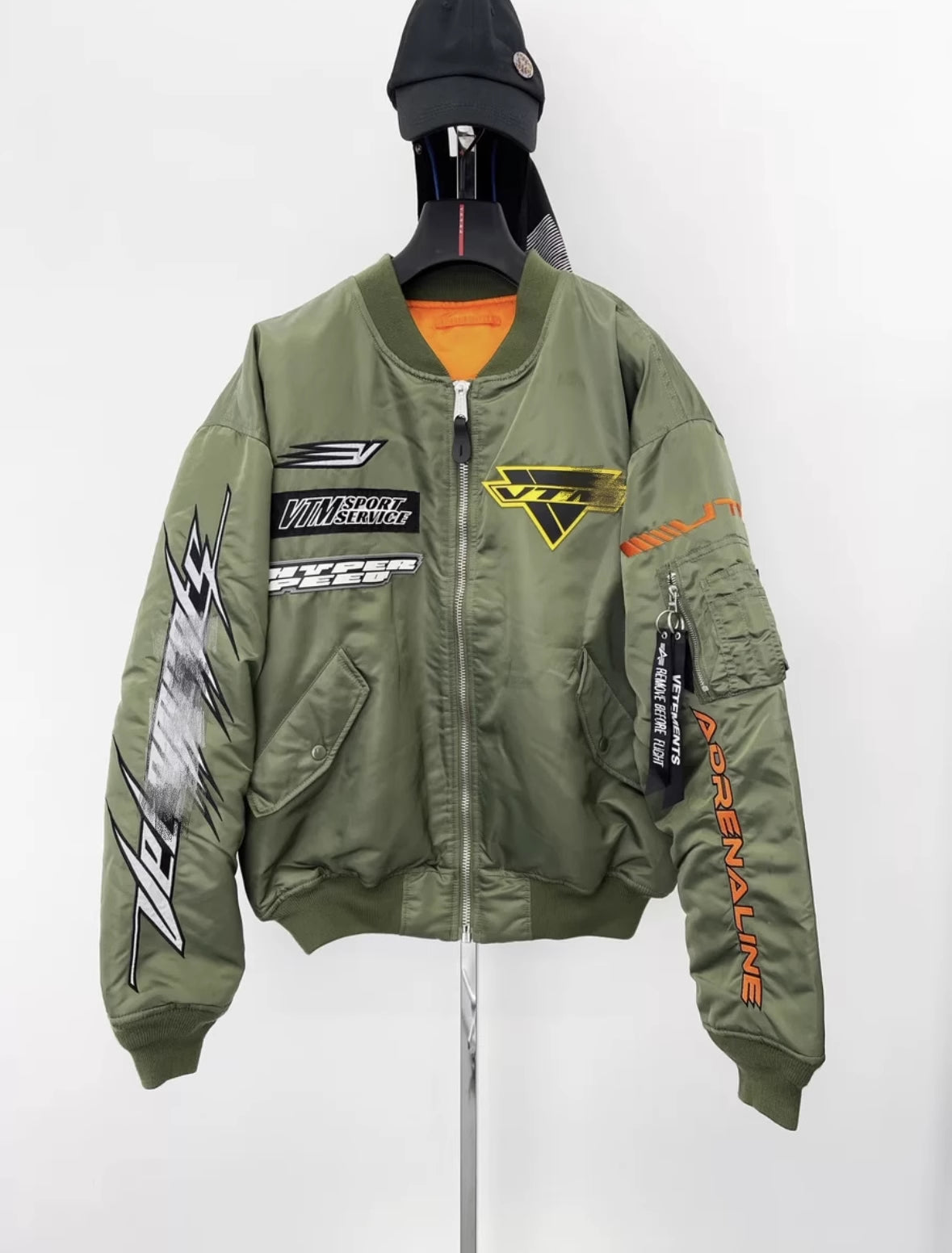 VTM 18AW Alpha Racing Patch Bomber Jacket – Military Green Heavyweight