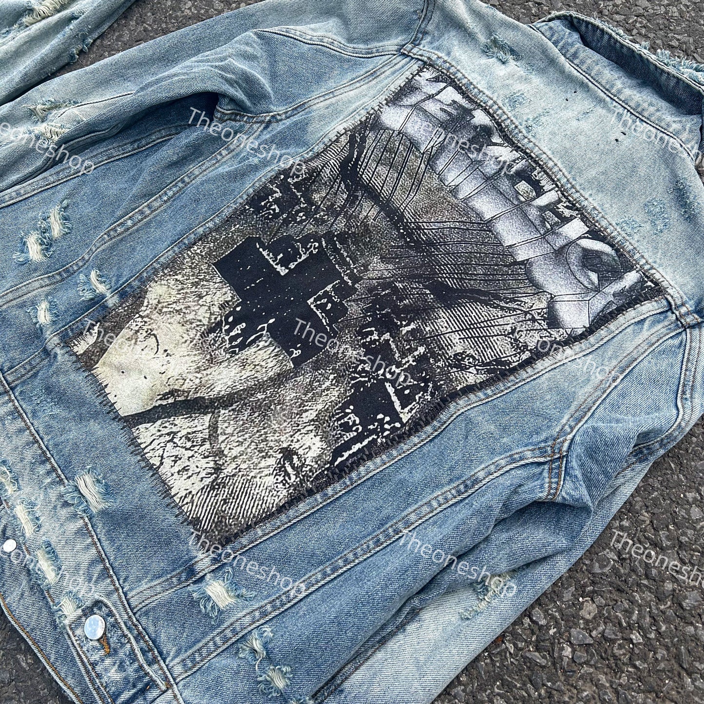 AMIRI 16OG Patchwork Back Kill Denim Jacket Metallica High-Street