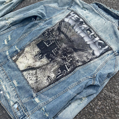 AMIRI 16OG Patchwork Back Kill Denim Jacket Metallica High-Street