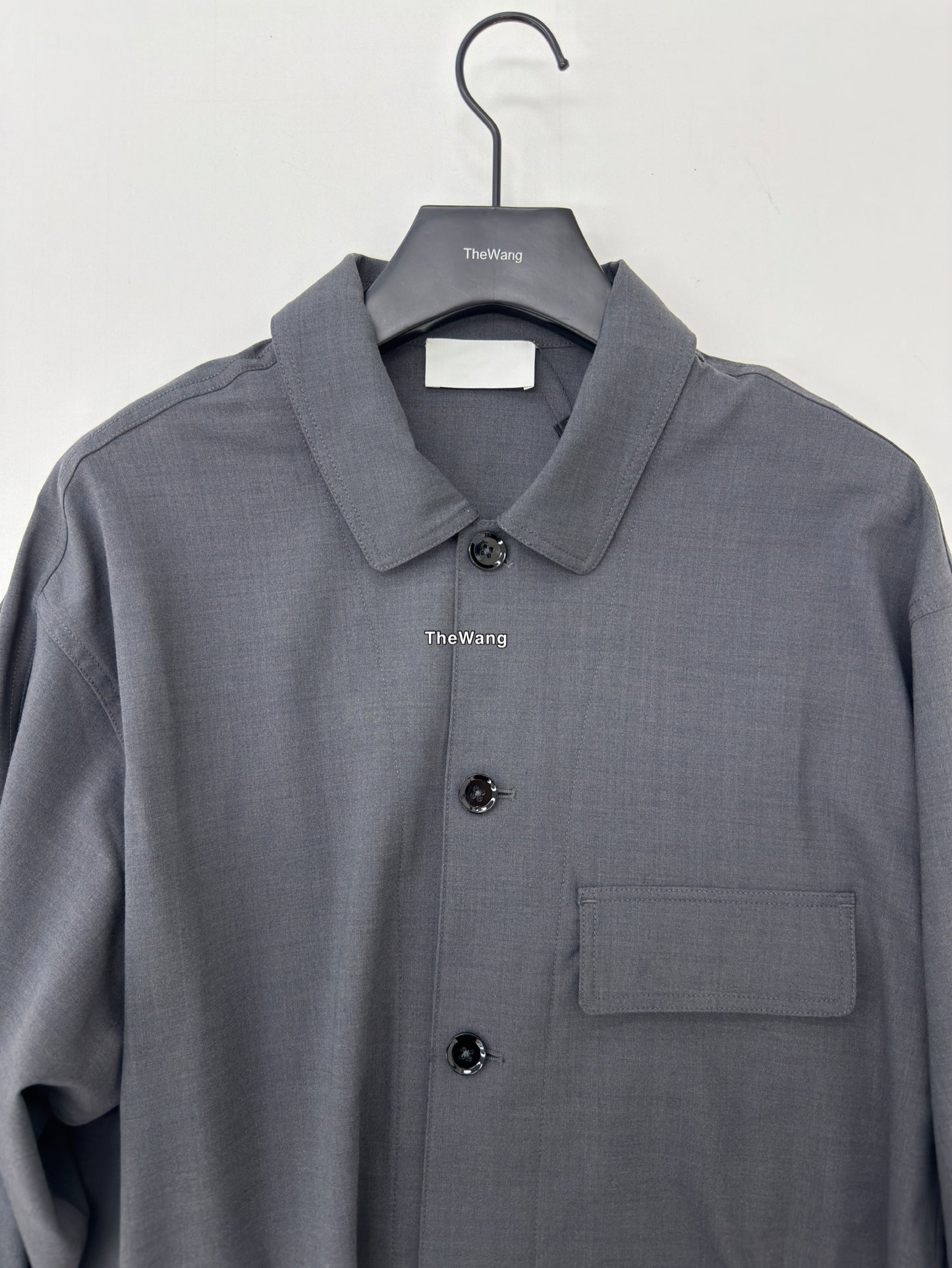 LEM SS25 Black-Grey Wool Shirt Jacket - 100% Wool Button-Front Overshirt