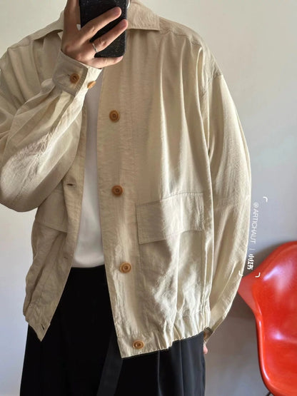 Lemaire SS19 Dry Silk Harrington Jacket - Minimalist Boxy Outerwear