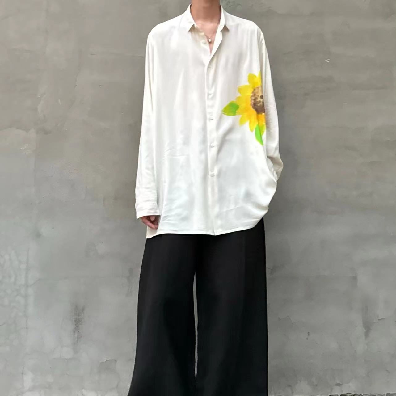 Yohji Yamamoto – Floral “Flowers & Youth” Sunflower Print Rayon Shirt