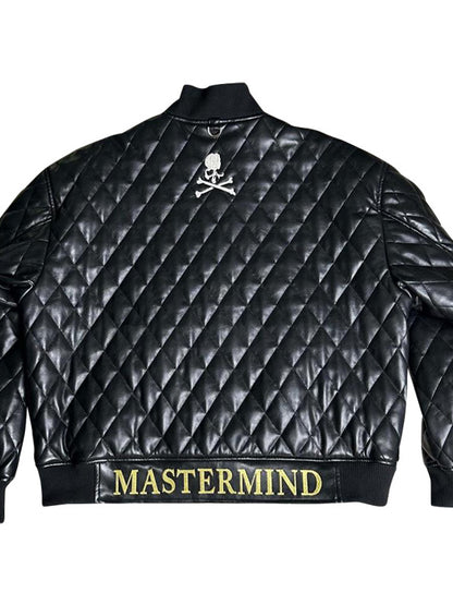 Mastermind Japan Embroidered Skull Leather Jacket - Biker Style Motorcycle Coat