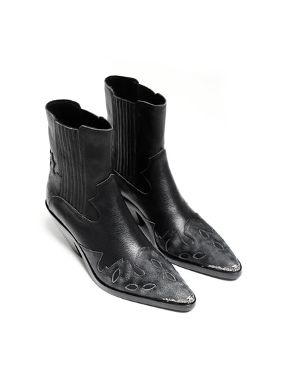 Top-Grain Leather Sole Chelsea Boots -Handcraft Distressed Western Metal Toe Cap