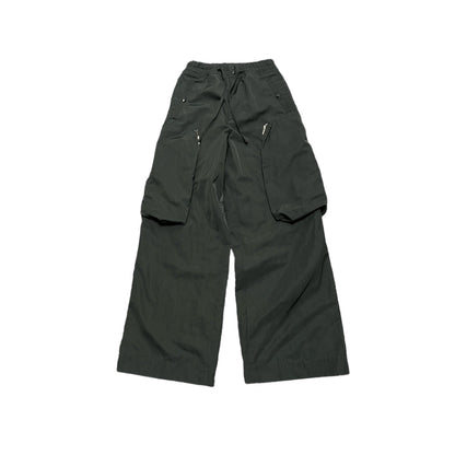 DVN AW24 Asymmetric Cocoon Zip Jacket - Nylon Utility Pants Set Oversized Pocket - Pants