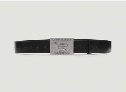 Y/Project 23SS Runaway Distressed Silver Plaque Genuine Leather Belt