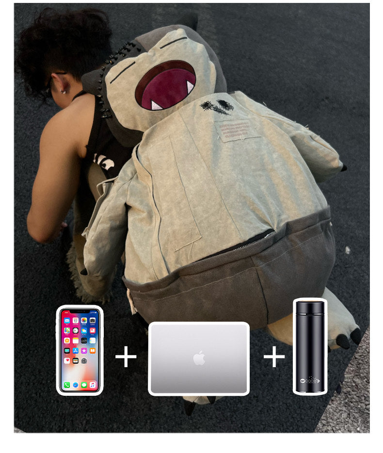 Snorlax Graphic Canvas Tote Bag - Anime Streetwear - SNORLAX