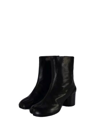 25AW Women’s Tabi Heel Boots - 8cm Stiletto Calfskin Split-Toe Ankle Boots