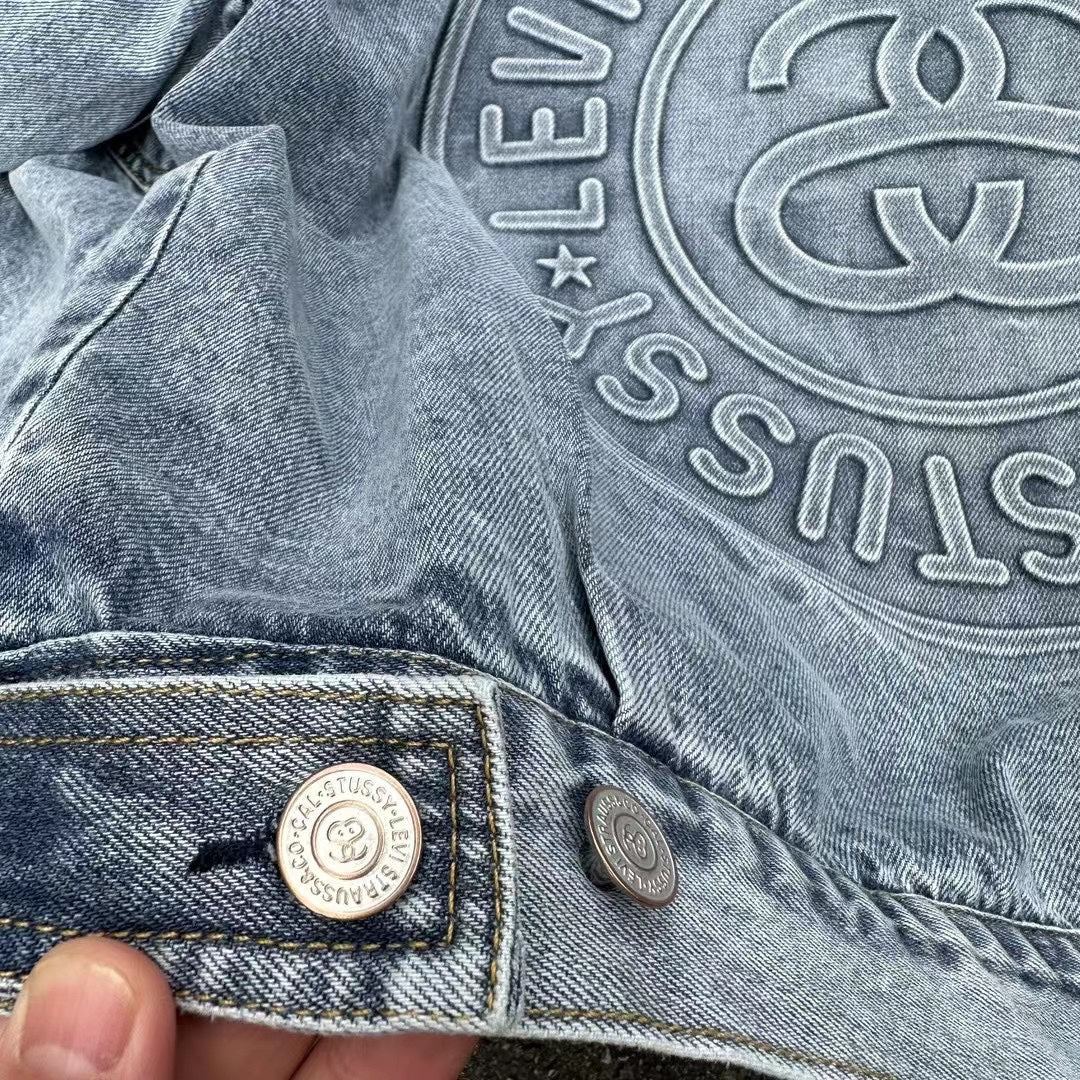 Stussy Embossed 8 ball Ｘ Levis Jacket Washed Denim Outerwear
