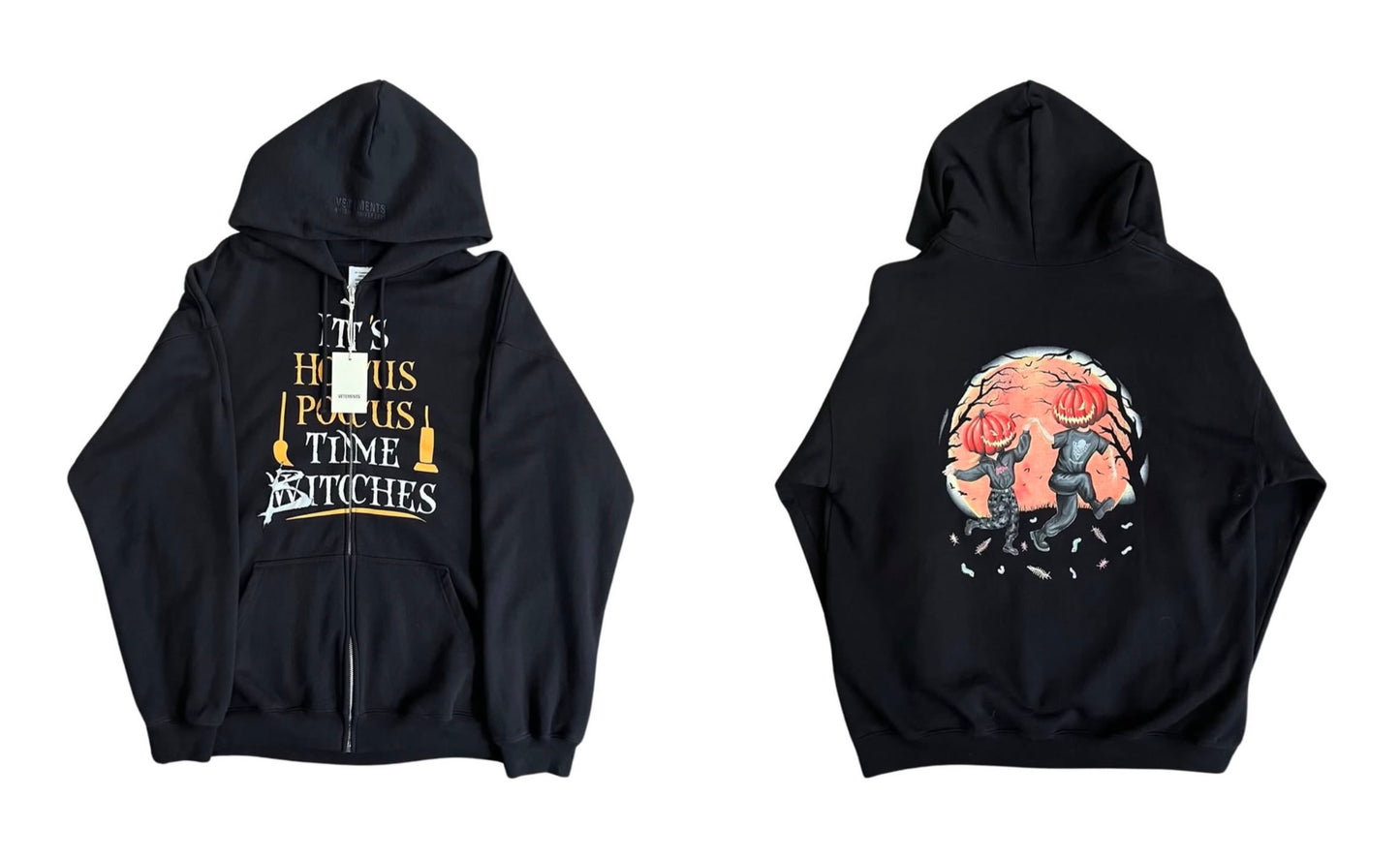 Vetements AW20 ’Hocus Pocus’ Pumpkin Print Zip Hoodie - Opium Pullover