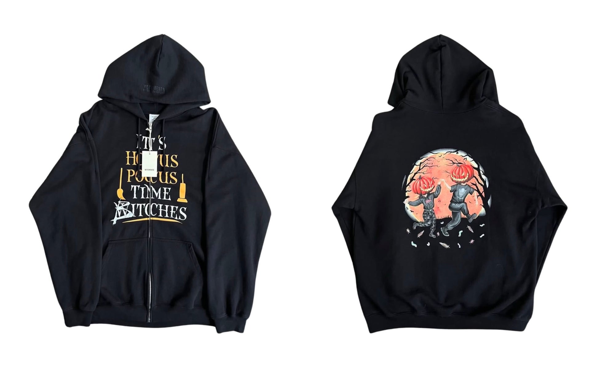Vetements AW20 ’Hocus Pocus’ Pumpkin Print Zip Hoodie - Opium Pullover