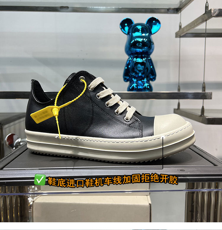 Rick Owen Low-Top Leather Platform Sneaker RO Dark Elevated Sole Casual Shoes