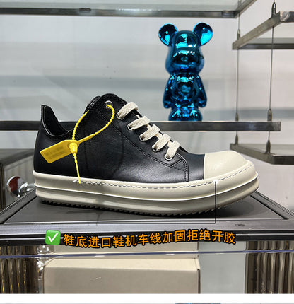 Rick Owen Low-Top Leather Platform Sneaker RO Dark Elevated Sole Casual Shoes