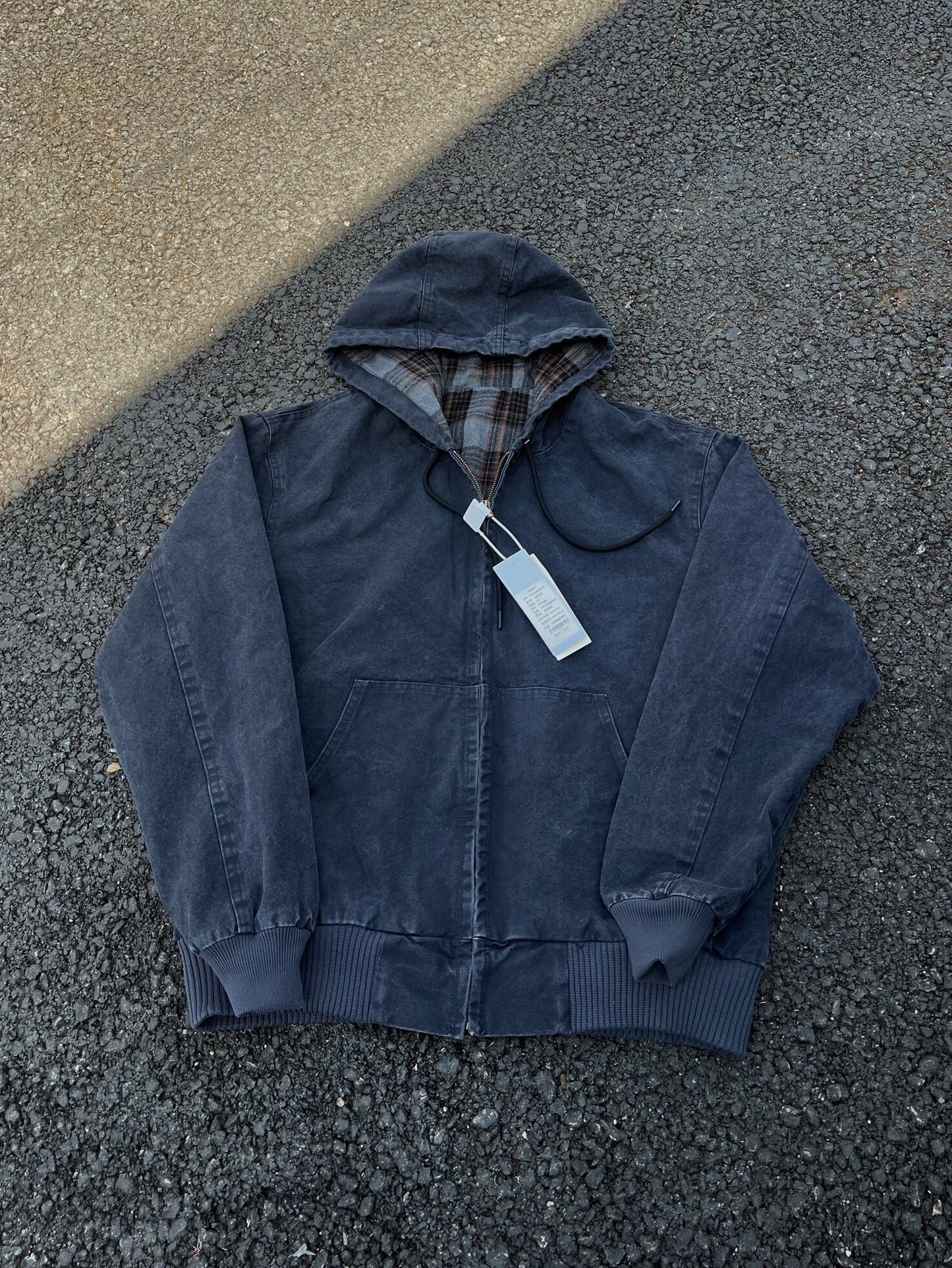 J130 Heavyweight Vintage Washed Hooded Jacket Unisex Retro Outerwear