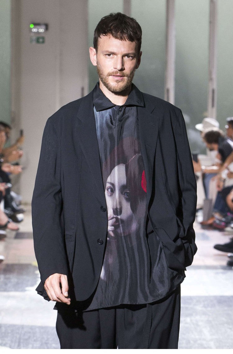 Suzume Uchida "Smoking Girl" Silk Shirt - Yohji Archive Darkwear -  