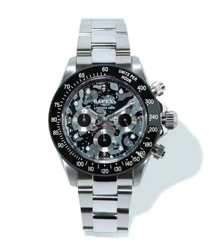 BAPEX TYPE 3 Triple-Eye Primate Head Watch - Panda Dial Quartz Chronograph