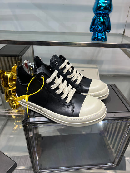 Rick Owen Low-Top Leather Platform Sneaker RO Dark Elevated Sole Casual Shoes