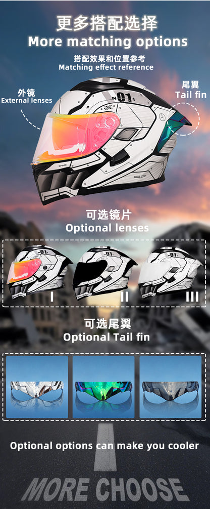 Mecha / 3C DOT Full Face Dual Visors Unisex /Bluetooth Motorcycle Helmet