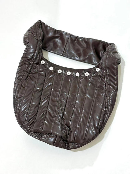 Omar Afridi 22AW Quilted Cotton Hobo Shoulder Bag - Black