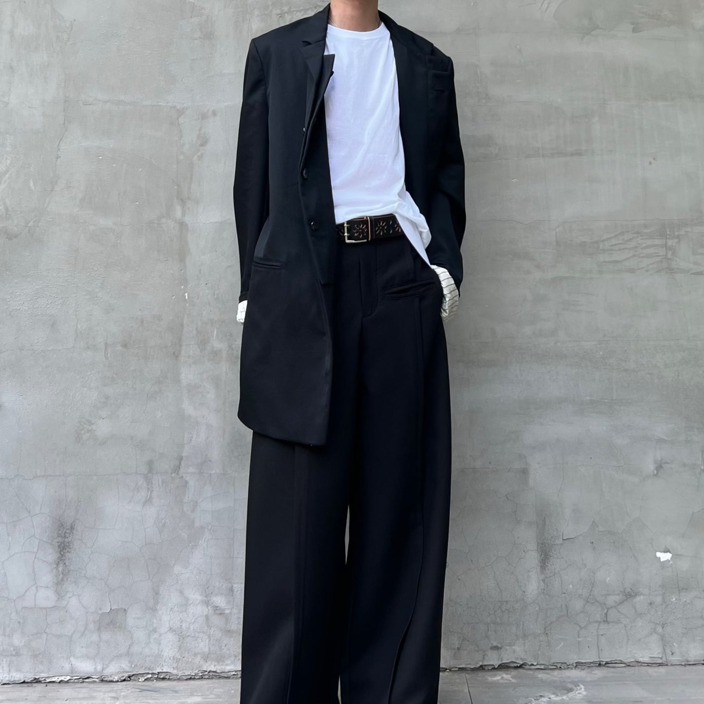 Yohji Rokumeikan Double-Breasted Double-Faced Layered Jacket Blazer