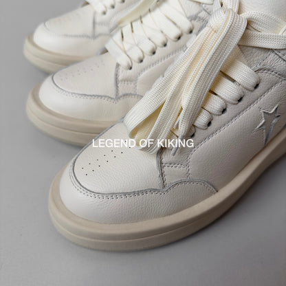 RO High-Top Leather Sneakers - Rick Owens Round-Toe Lace-Ups