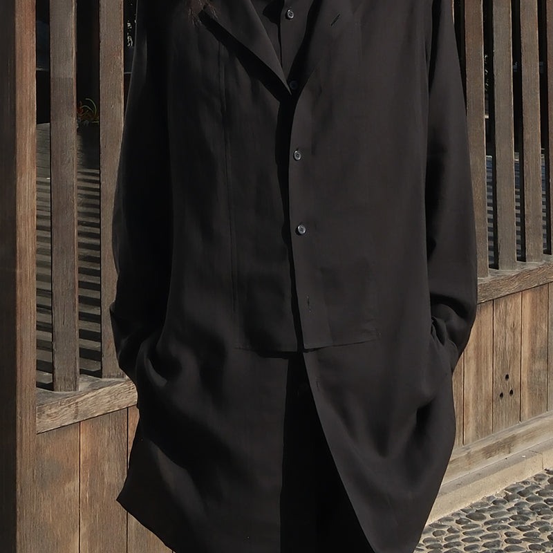 Yohji Darkwear Shirt - Double Placket Court Collar Blouse (Core Collection)