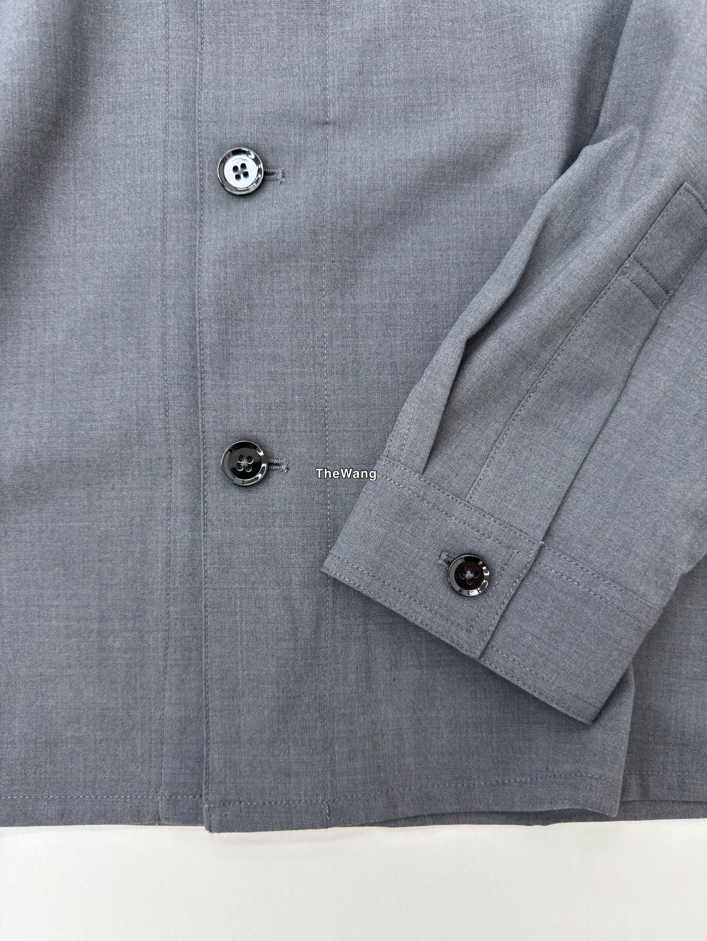 LEM SS25 Black-Grey Wool Shirt Jacket - 100% Wool Button-Front Overshirt