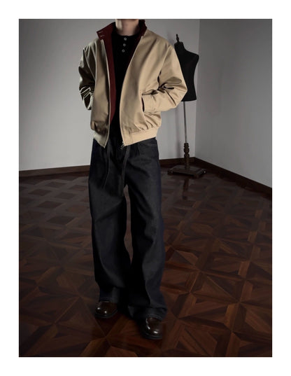 Oclin Classic G9 Harrington Jacket - Short Wide Fit Mercerized Cotton - Red Tartan Lined Vintage British Blouson - donclickin