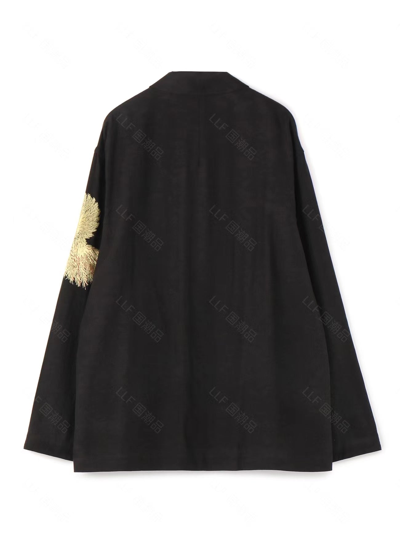 Yohji Yamamoto Hummingbird Embroidered Silk-Linen Jacket Long Sleeve