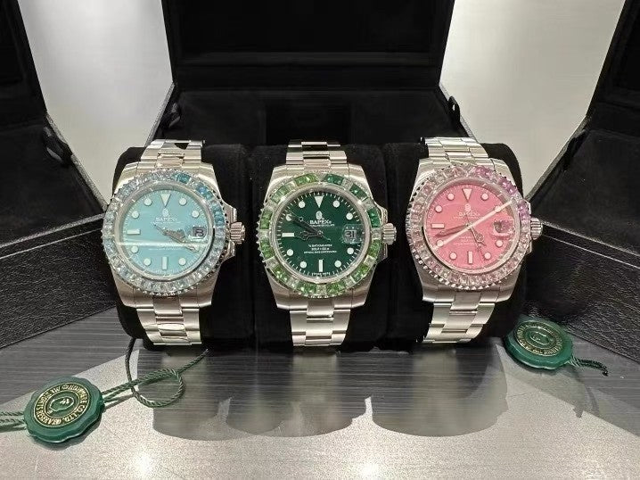 TYPE-1 BAPEX "EMERALD ICE" Mechanical Watch - Tiffany Blue Diamond Edition -  