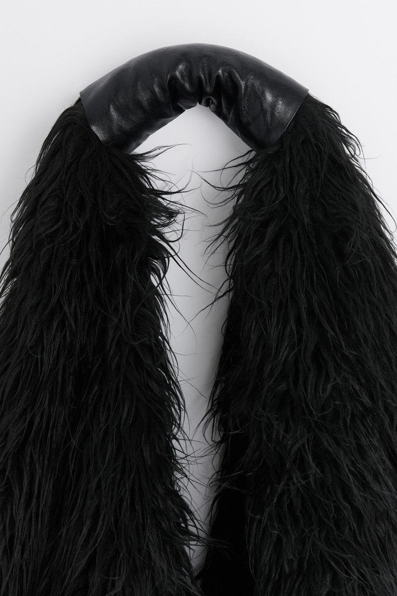 Our Legacy Faux Shearling Shoulder Bag - Oversized Furry Tote Faux Fur Crossbody - Black